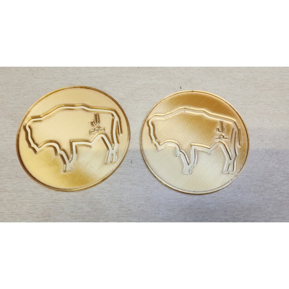 Custom 3D Printed Printing Wyoming Buffalo Bison Set Pair of Coasters